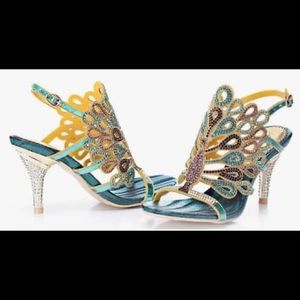 Peacock sandal heels